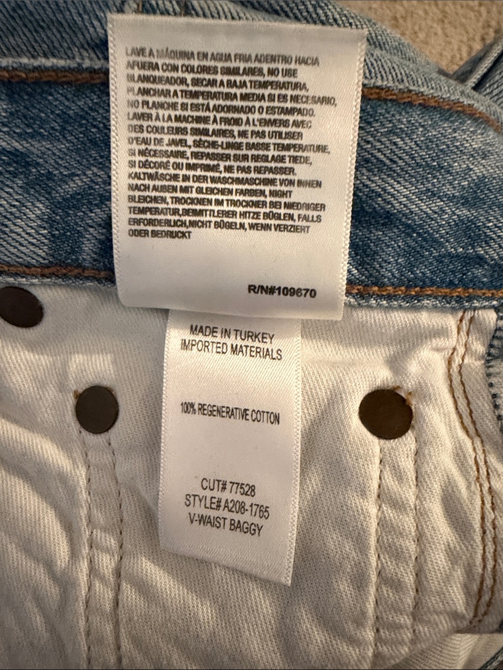 Agolde Light Wash Straight Leg Jeans - Pale Blue Denim - Picture 5 of 5
